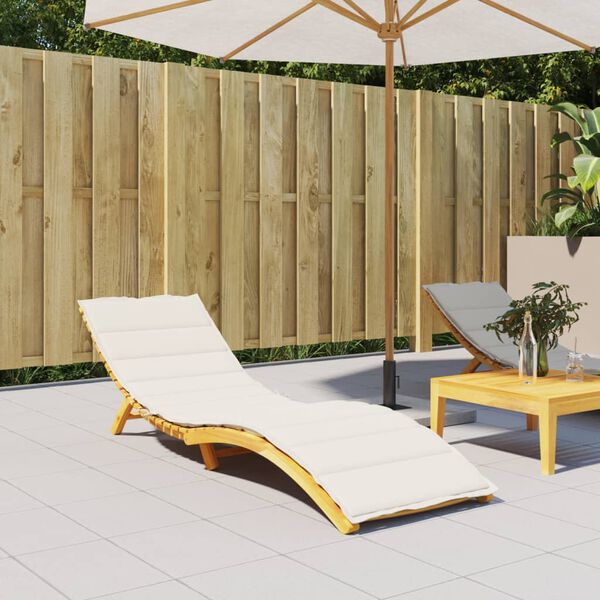 vidaXL Sun Lounger Cushion Melange Cream 200x70x4 cm Fabric