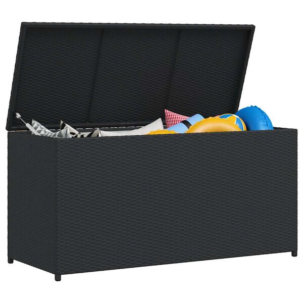 vidaXL Garden Storage Box Black 120x50x60 cm Poly Rattan