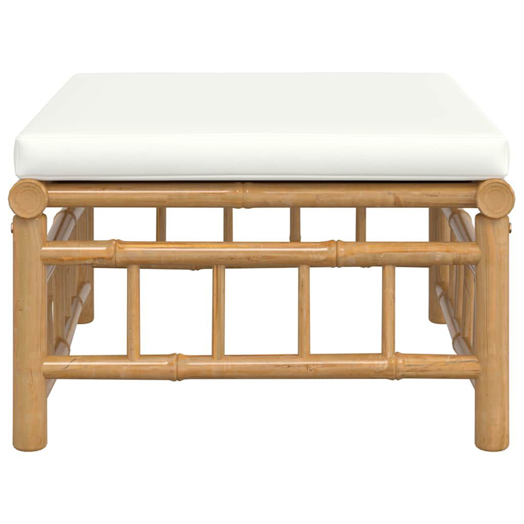 vidaXL Garden Footstool with Cream White Cushion Bamboo