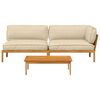 vidaXL Sofa Set with Cushion Plain 3 pcs Beige Solid Acacia Wood
