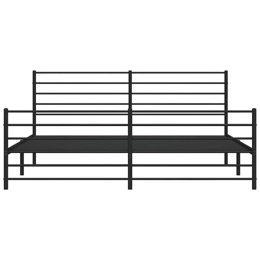 vidaXL Metal Bed Frame without Mattress with Footboard Black 193x203cm
