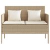 vidaXL Garden Bench with Cushions Beige Poly Rattan
