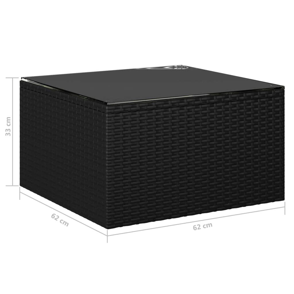 vidaXL 7 Piece Garden Lounge Set with Cushions Poly Rattan Black