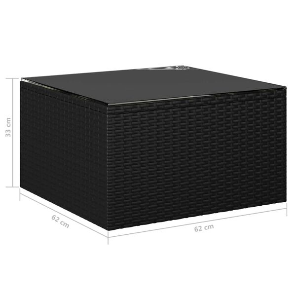 vidaXL 7 Piece Garden Lounge Set with Cushions Poly Rattan Black
