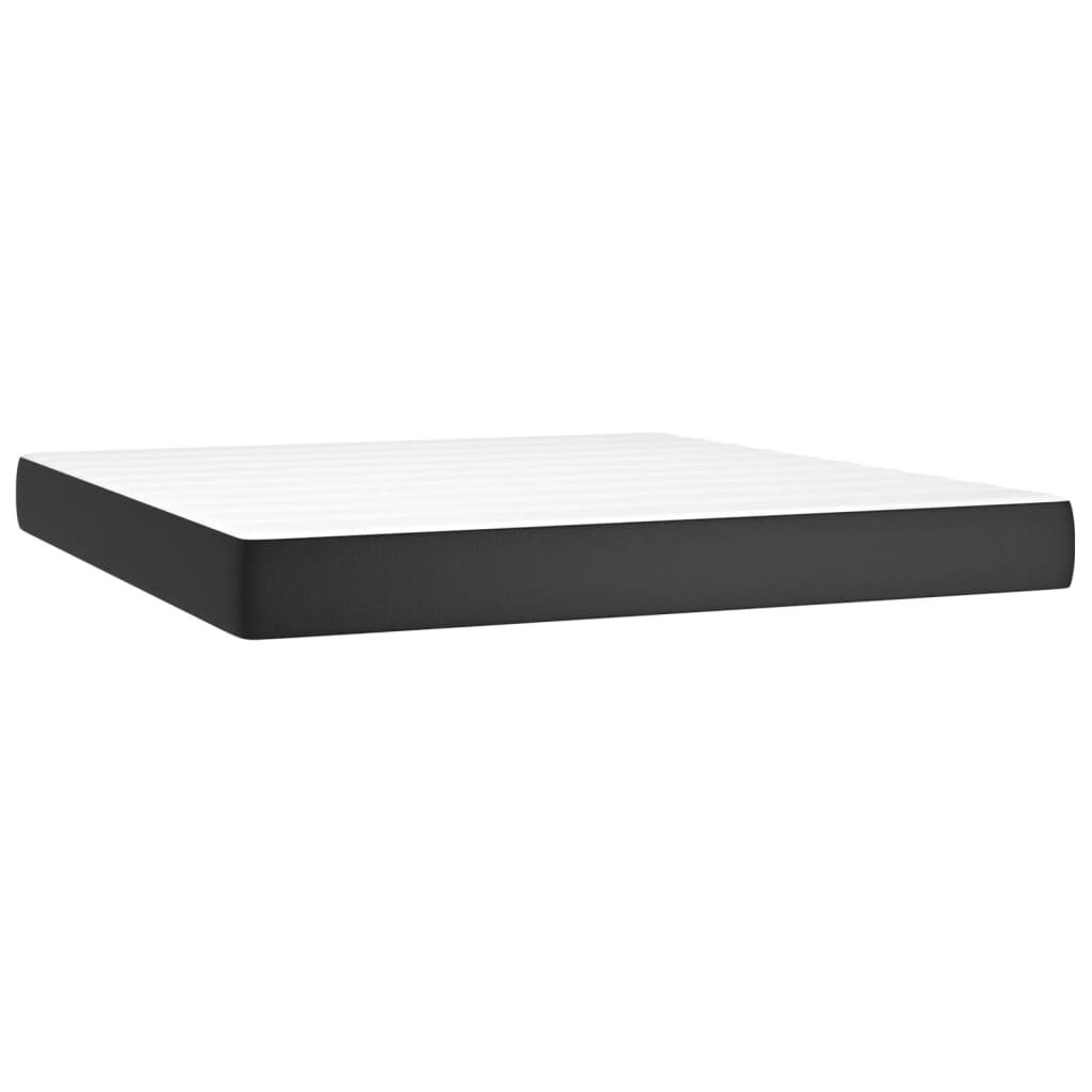 vidaXL Box Spring Bed with Mattress Black 193x203 cm King Faux Leather