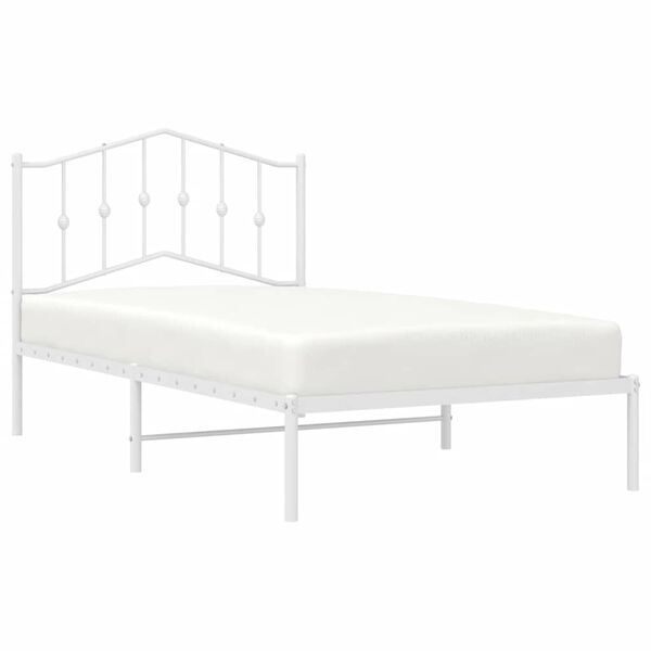 vidaXL Metal Bed Frame without Mattress with Headboard White 100x190cm