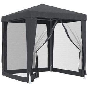 vidaXL Party Tent with 4 Mesh Sidewalls Anthracite 2x2 m HDPE
