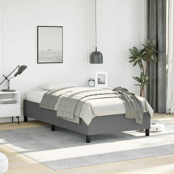 vidaXL Bed Frame without Mattress Dark Grey 100x203 cm Twin XL Fabric