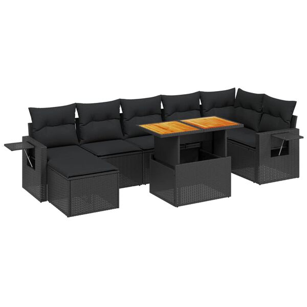 vidaXL 8 Piece Garden Sofa Set with Cushions Grey Poly Rattan