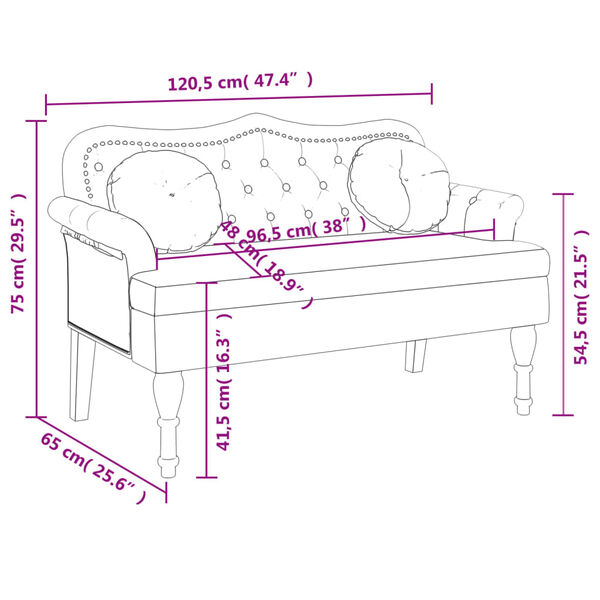 vidaXL Bench with Cushions Black 120.5x65x75 cm Velvet