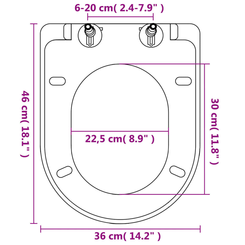 vidaXL Soft-close Toilet Seat with Quick-release Design White Square