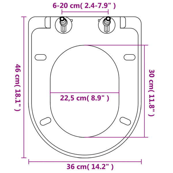 vidaXL Soft-close Toilet Seat with Quick-release Design White Square
