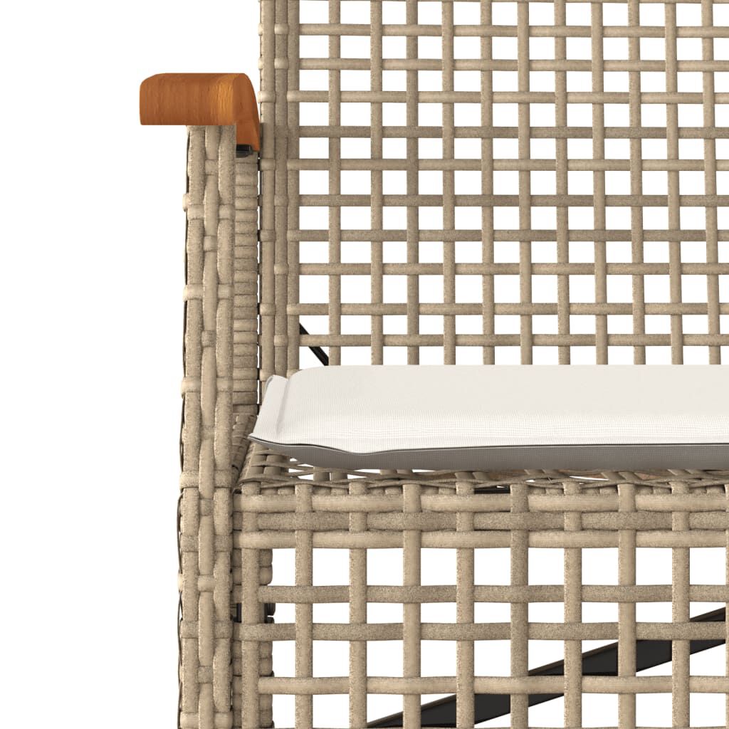 vidaXL Garden Bench with Cushion Beige Poly Rattan Acacia Wood