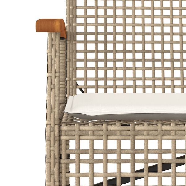 vidaXL Garden Bench with Cushion Beige Poly Rattan Acacia Wood