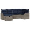 vidaXL Garden Sofa Set with Cushion 6 pcs Grey and navy Poly rattan