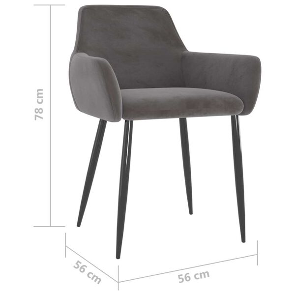 vidaXL Dining Chairs 6 pcs Dark Grey Velvet