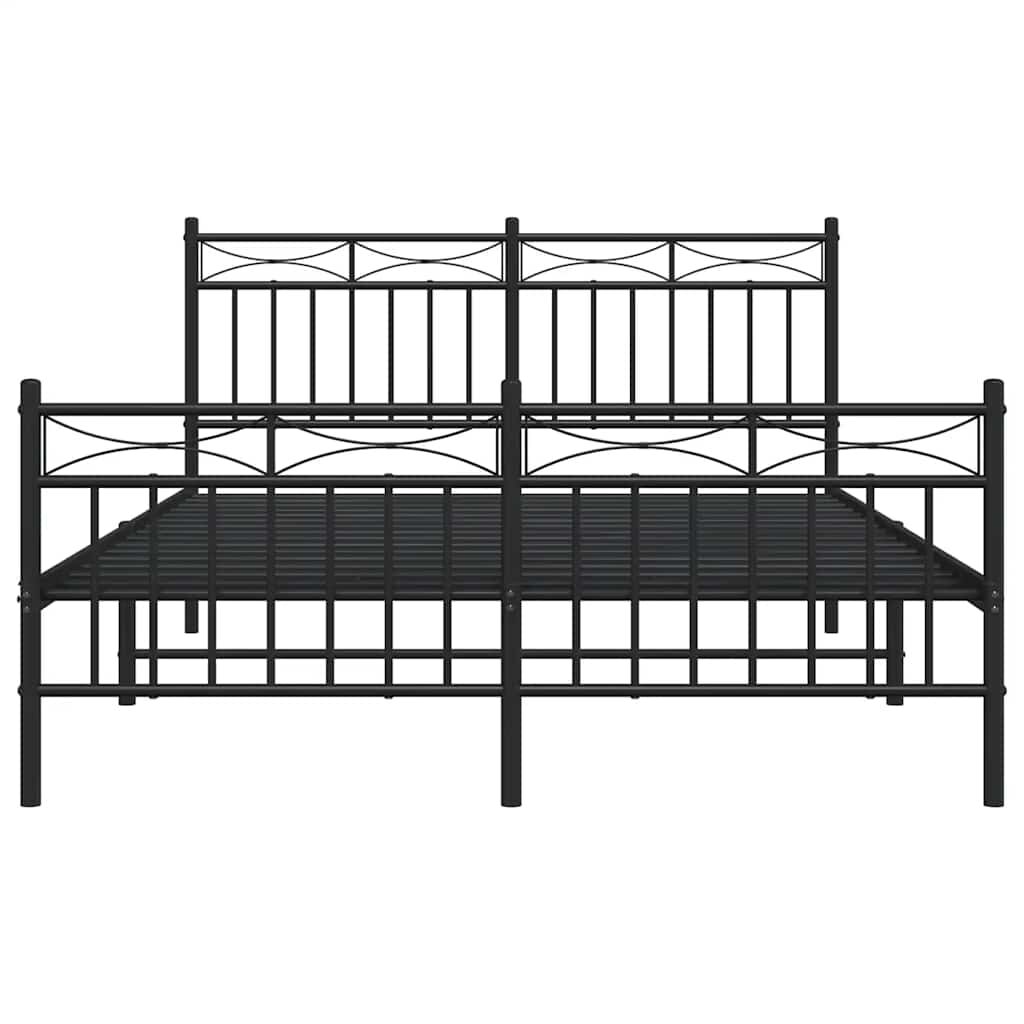 vidaXL Metal Bed Frame without Mattress with Footboard Black 135x190cm