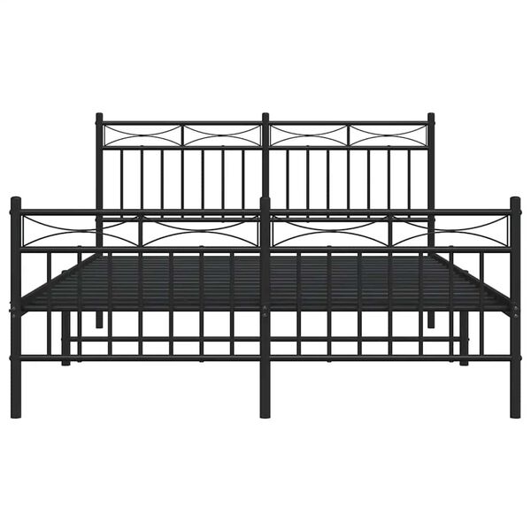 vidaXL Metal Bed Frame without Mattress with Footboard Black 135x190cm