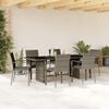 vidaXL 7 Piece Garden Dining Set with Cushions Grey Poly Rattan