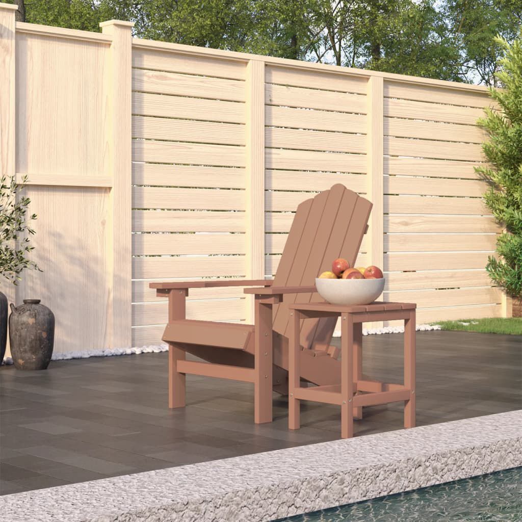 vidaXL Garden Adirondack Chair with Table HDPE Brown