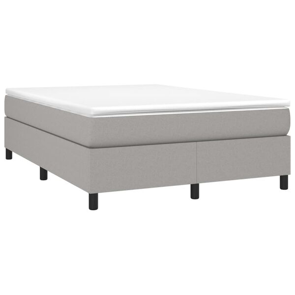 vidaXL Box Spring Bed with Mattress Light Grey 137x190 cm Full Fabric