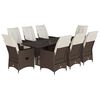 vidaXL 9 Piece Garden Dining Set with Cushions Brown Poly Rattan