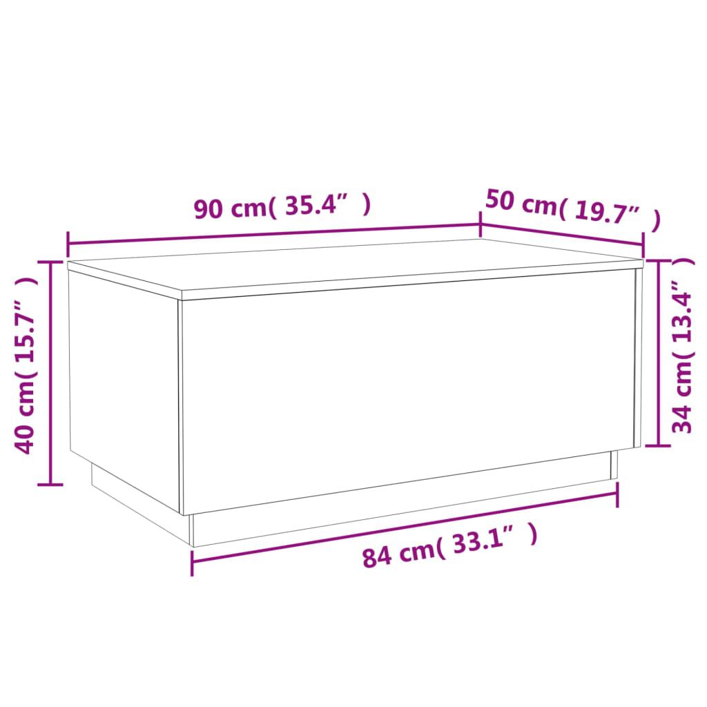 vidaXL Coffee Table with LED Lights Brown Oak 90x50x40 cm