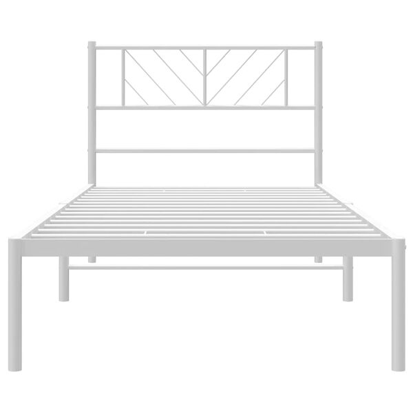 vidaXL Metal Bed Frame without Mattress with Headboard White 100x190cm