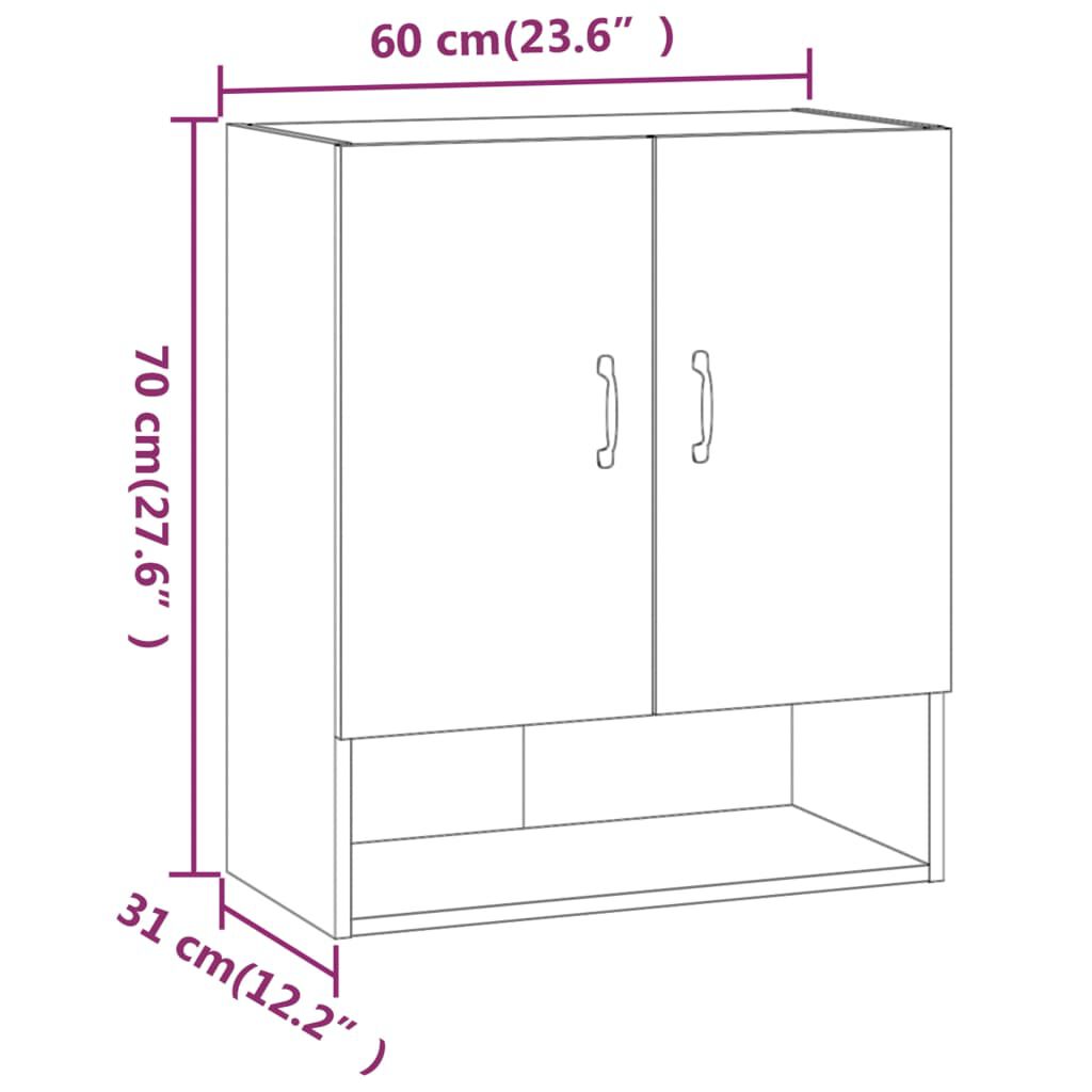 vidaXL Wall Cabinet Concrete Grey 60x31x70 cm Engineered Wood