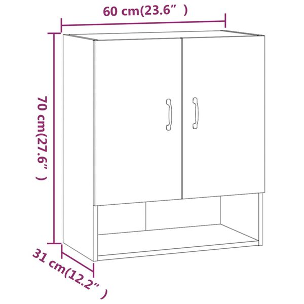 vidaXL Wall Cabinet Concrete Grey 60x31x70 cm Engineered Wood