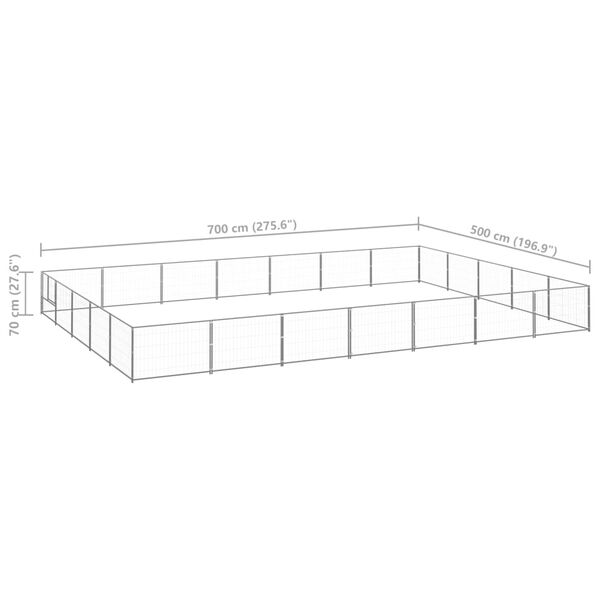 vidaXL Dog Kennel Silver 35 m² Steel