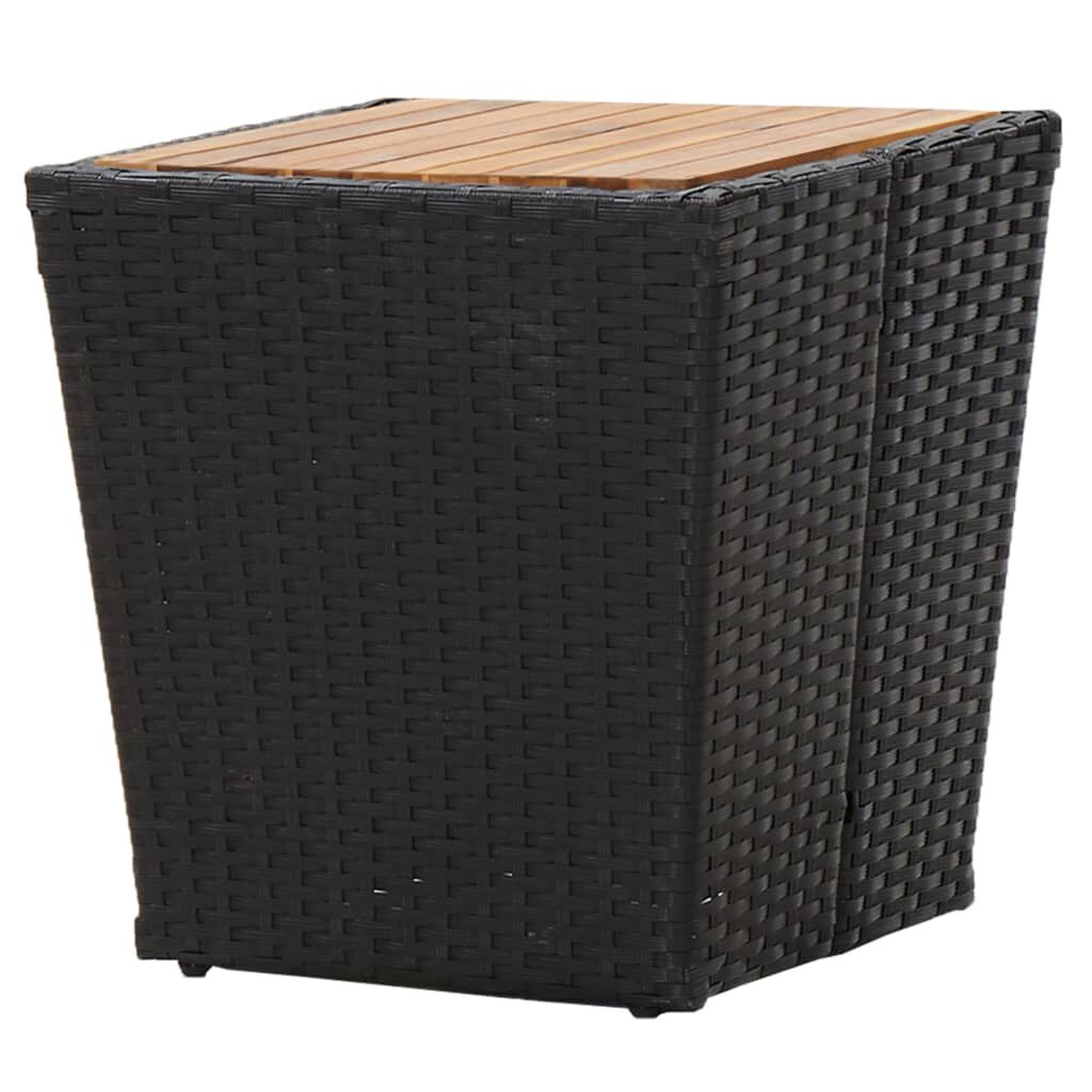 vidaXL 3 Piece Garden Bistro Set Poly Rattan and Acacia Wood Black