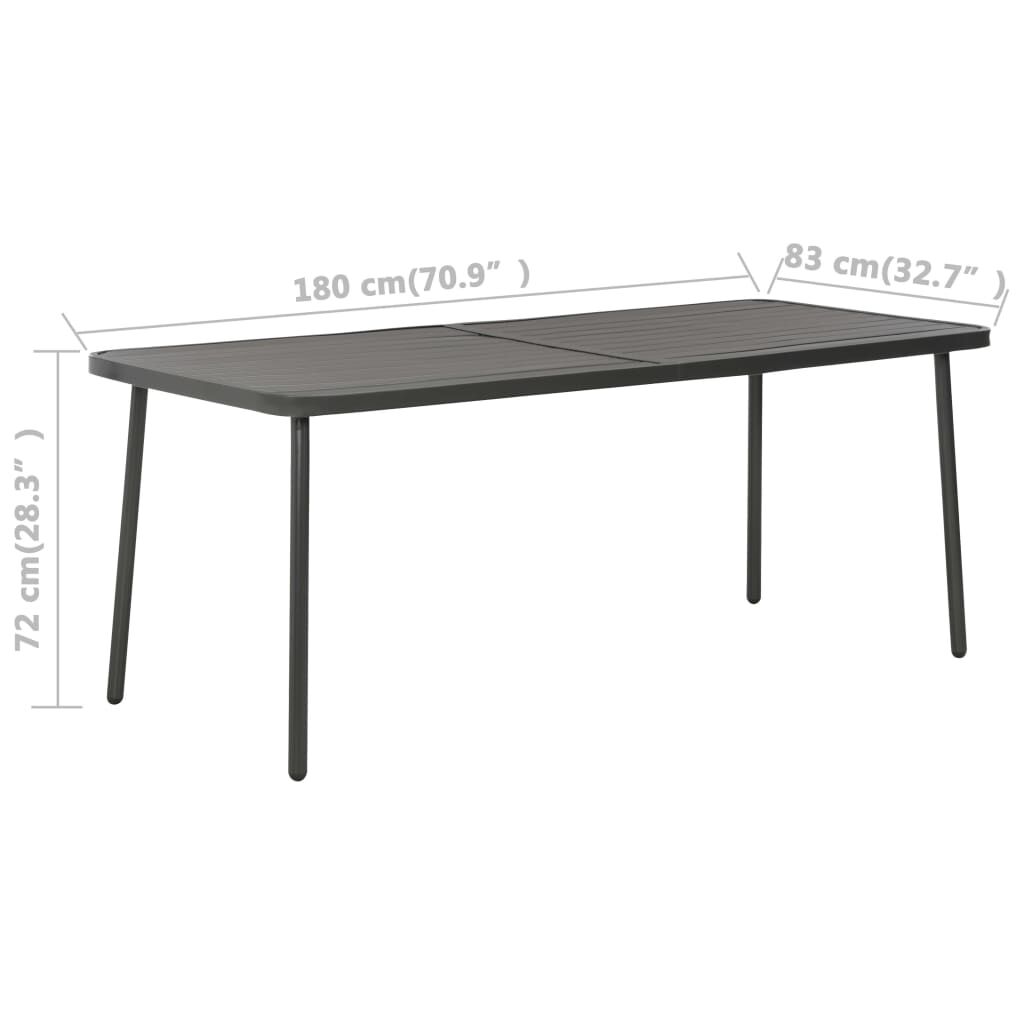 vidaXL Garden Table Dark Grey 180x83x72 cm Steel