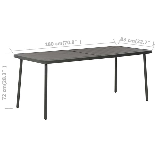 vidaXL Garden Table Dark Grey 180x83x72 cm Steel