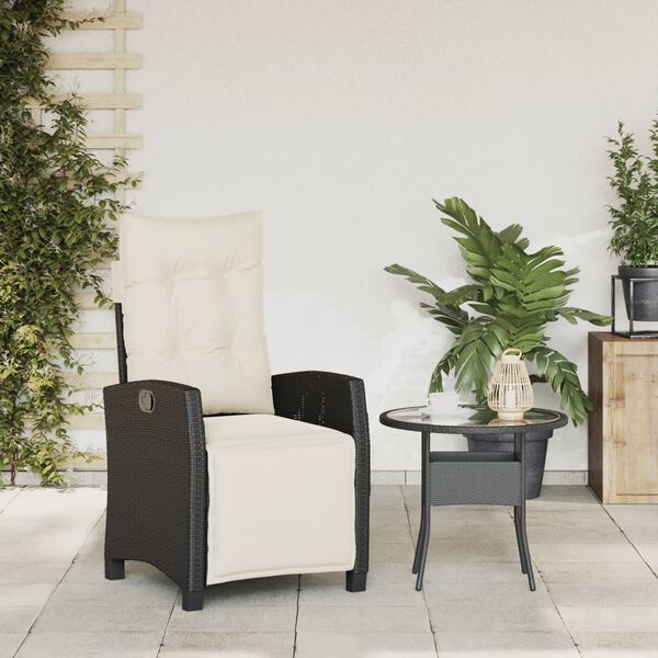 vidaXL Reclining Garden Chair with Footrest Black Poly Rattan