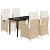 vidaXL 5 Piece Garden Dining Set with Cushions Beige Poly Rattan