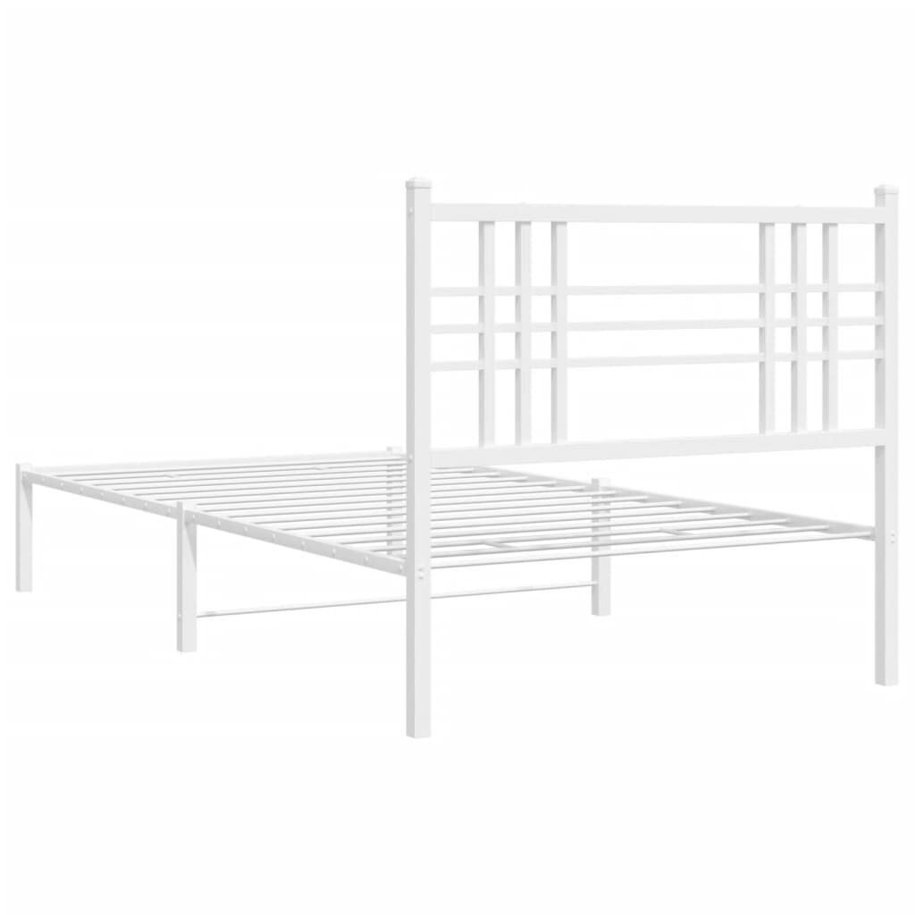 vidaXL Metal Bed Frame without Mattress with Headboard White 100x200cm
