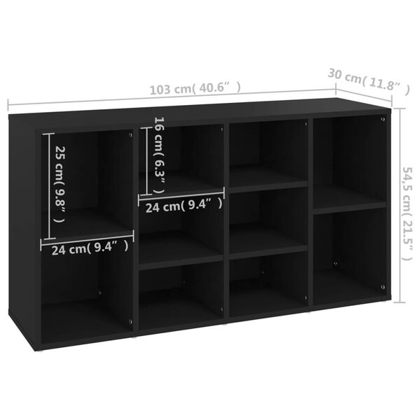 vidaXL Shoe Bench Black 103x30x54.5 cm Engineered Wood