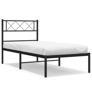vidaXL Metal Bed Frame without Mattress with Headboard Black 100x200cm