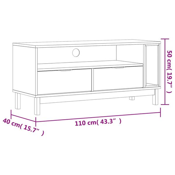 vidaXL TV Cabinet FLAM 110x40x50 cm Solid Wood Pine