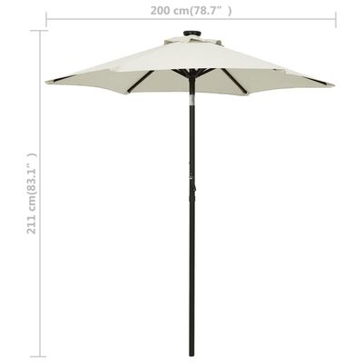 vidaXL Garden Parasol with LED Lights Sand 200x211 cm Aluminium