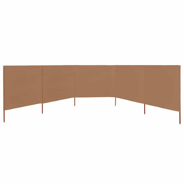 vidaXL 5-panel Wind Screen Fabric 600x80 cm Taupe
