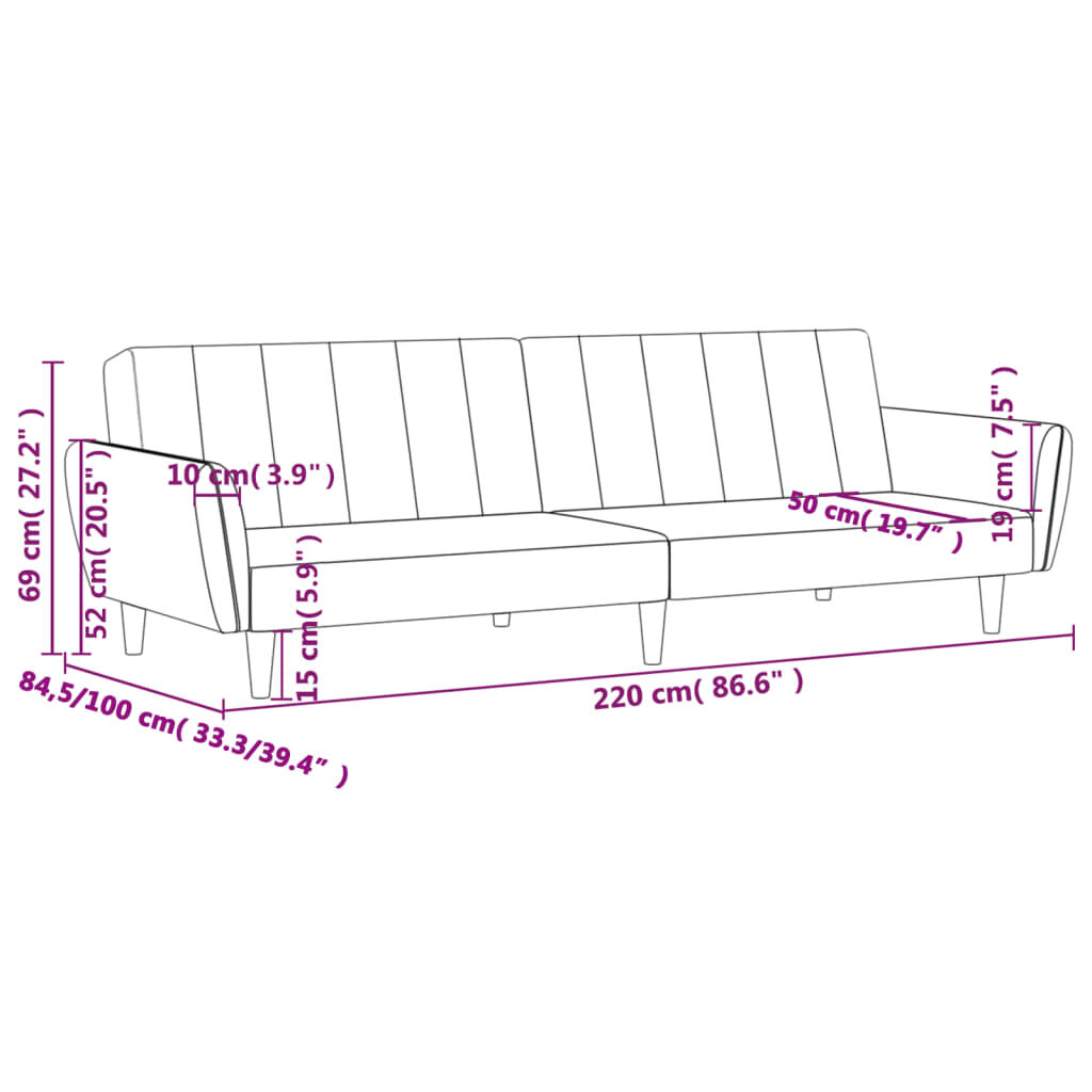 vidaXL 2-Seater Sofa Bed Black Velvet