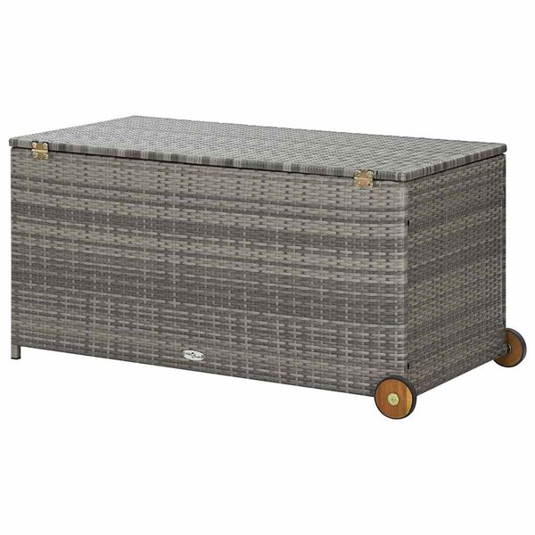 vidaXL Garden Storage Box Light Grey 120x65x61 cm Poly Rattan