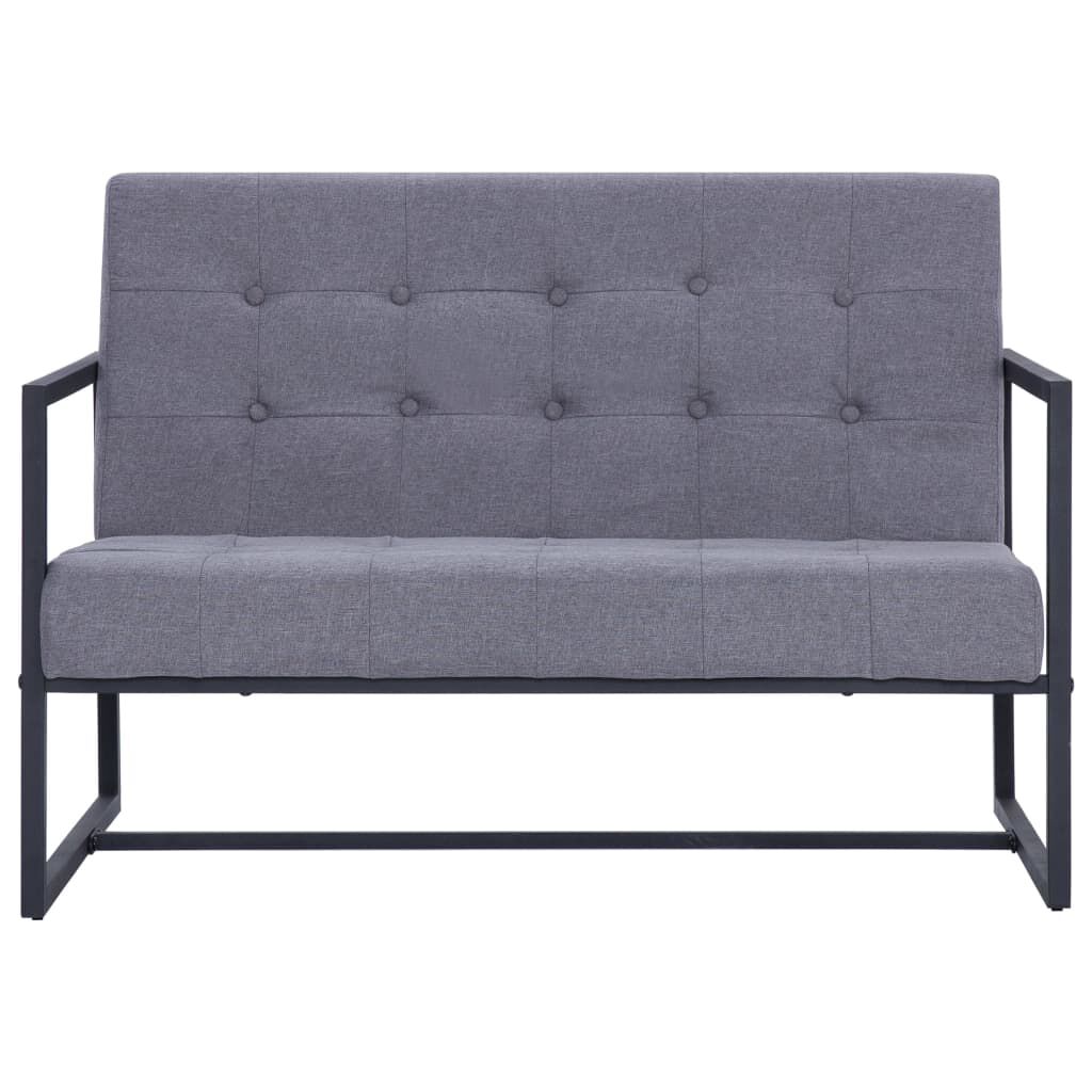 vidaXL 2-Seater Sofa with Armrests Light grey Steel and Fabric
