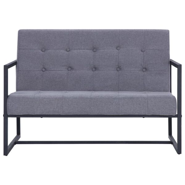 vidaXL 2-Seater Sofa with Armrests Light grey Steel and Fabric