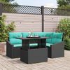 vidaXL Garden Sofa Set with Cushion with Storage 5 pcs Black and blue