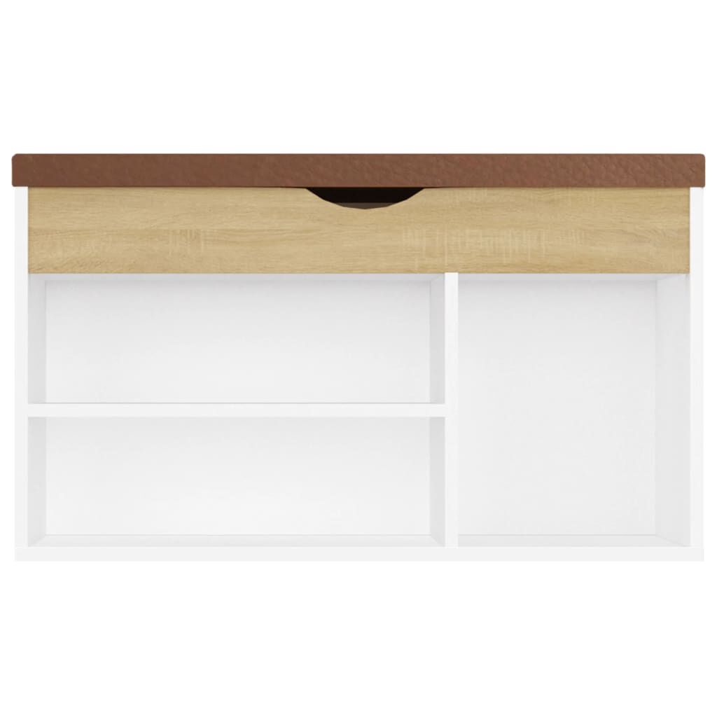 vidaXL Shoe Bench with Cushion White and Sonoma Oak 80x30x47 cm Engineered Wood