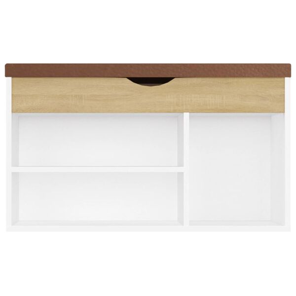 vidaXL Shoe Bench with Cushion White and Sonoma Oak 80x30x47 cm Engineered Wood