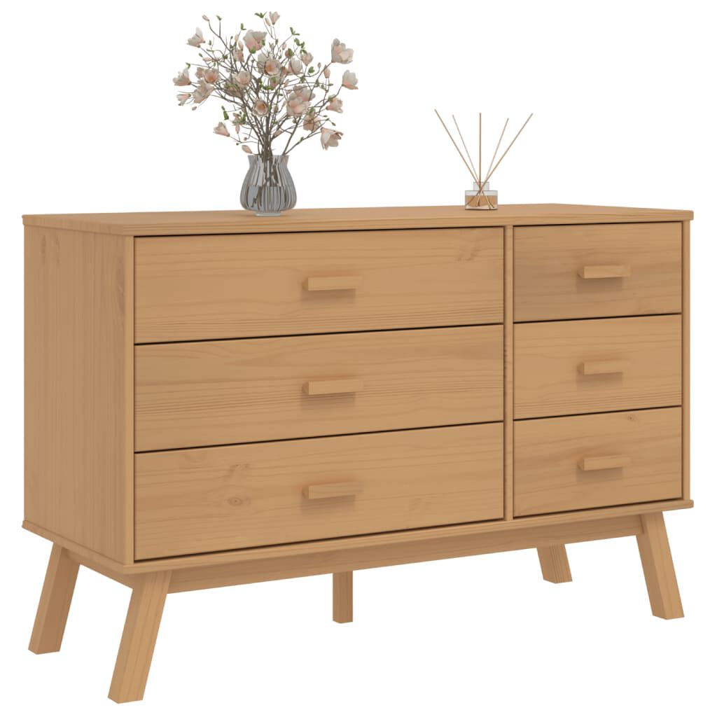 vidaXL Drawer Cabinet OLDEN Brown Solid Wood Pine